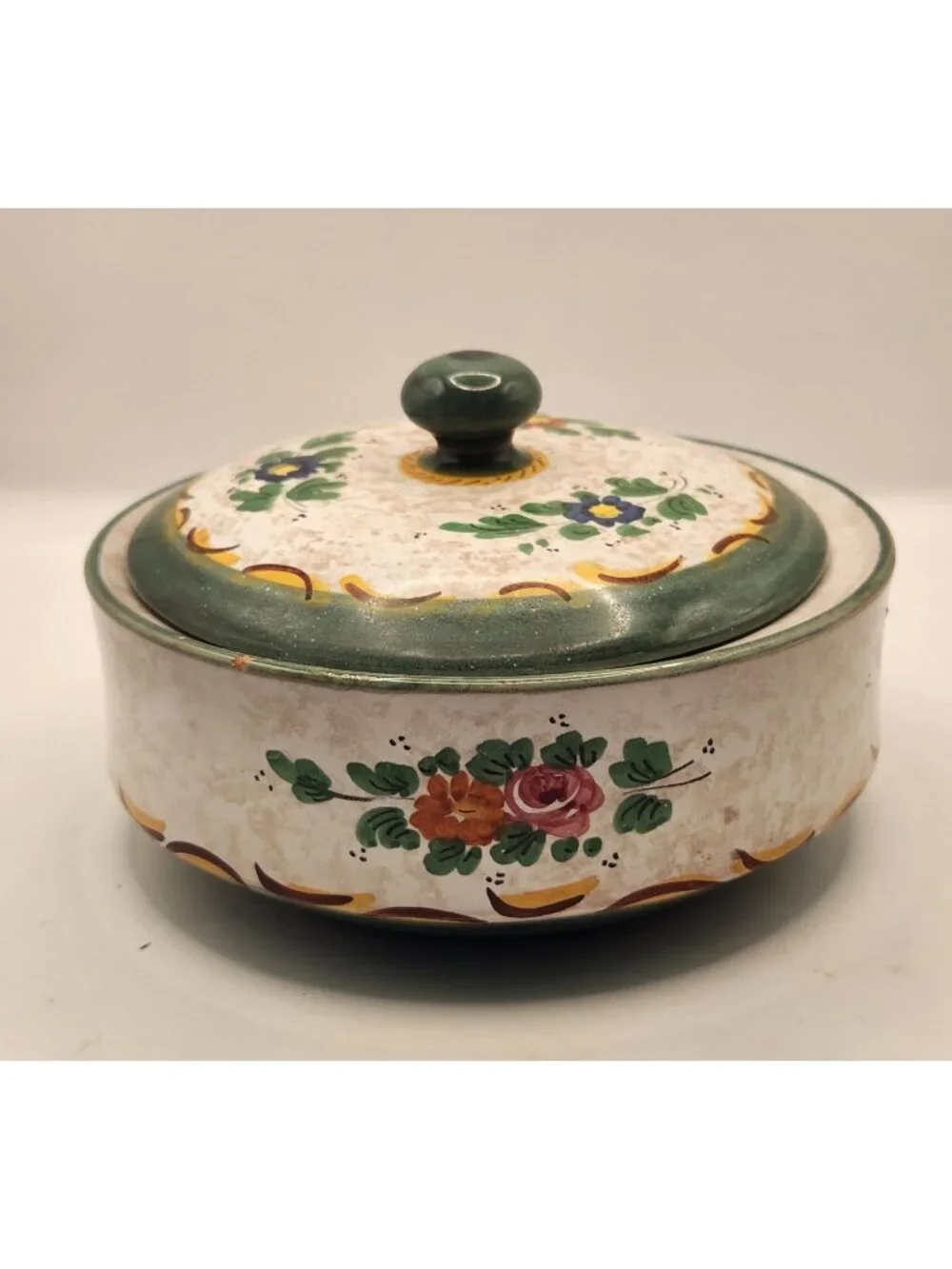 Vintage Italian Ceramic Lidded Container Decorative Pot, Colourful Tea / Sugar